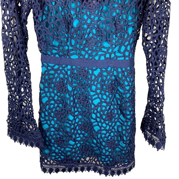 La Mason Talulah Roseate Teal Mini Lace Cocktail Evening Going Out Dress Small - Picture 6 of 12